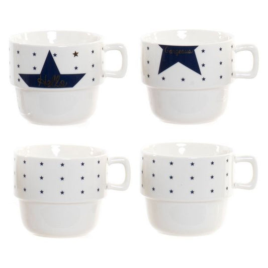 Set tazze da caffè DKD Home Decor Star (200 ml) (4 pezzi)