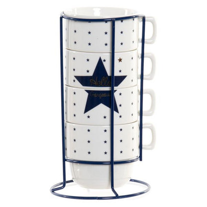 Set tazze da caffè DKD Home Decor Star (200 ml) (4 pezzi)