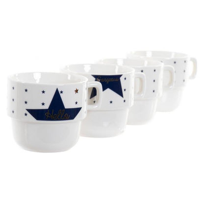 Set tazze da caffè DKD Home Decor Star (200 ml) (4 pezzi)