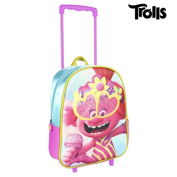 Borsa da scuola 3D con ruote Trolls Rosa
