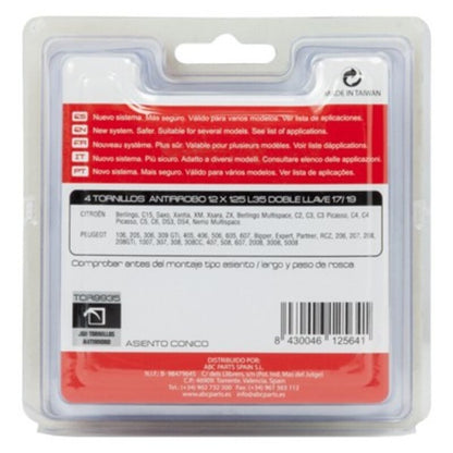 Viti Antifurto BC Corona 12X125 L35 17/19 Silver (4 ud)