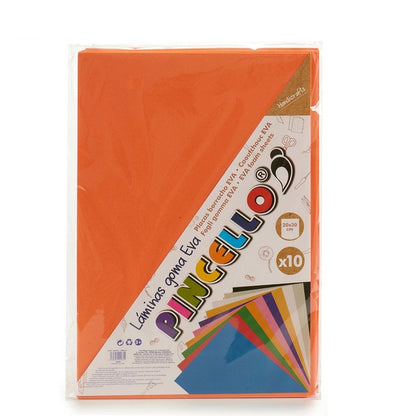 Paper Eva Rubber 10 (30 x 0,2 x 20 cm) (10 Pieces) Orange