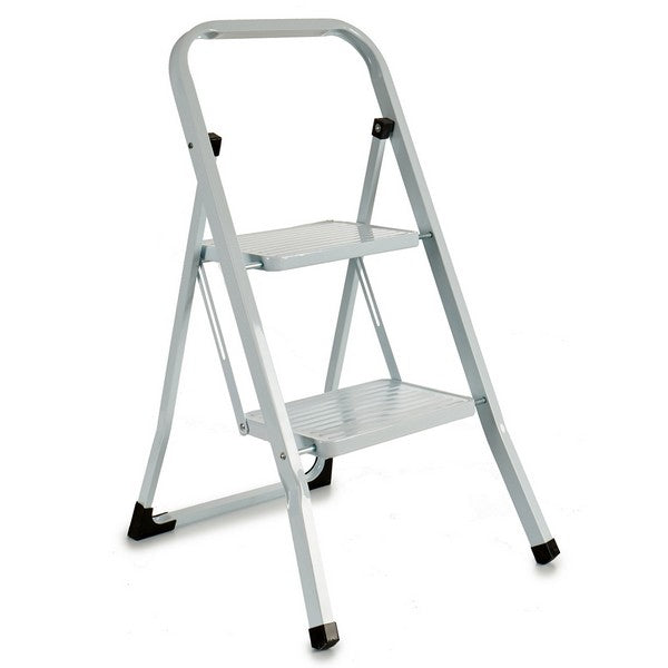 Scaletta pieghevole in metallo bianco (3 x 86 x 48 cm)