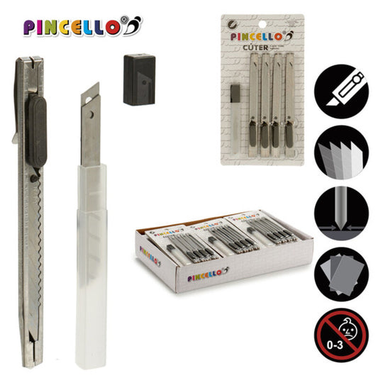 Cutter Black Metal (1,5 x 18,5 x 10 cm) (4 Pieces)