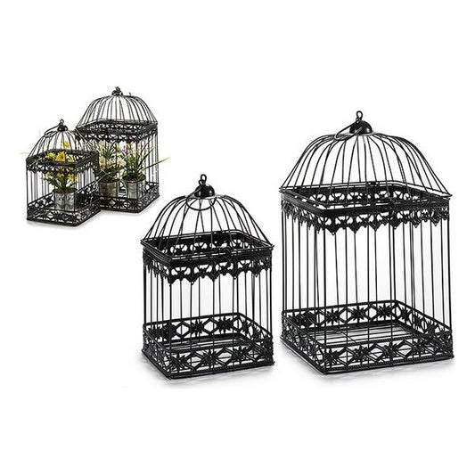 Cage Black Metal Ironwork Black (2 Pieces) (23 x 40 x 23 cm)