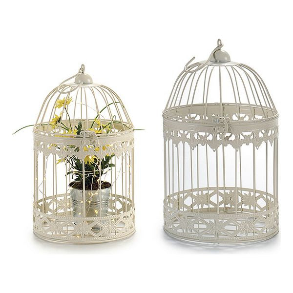 Cage White Metal Ironwork (19 x 30 x 19 cm)