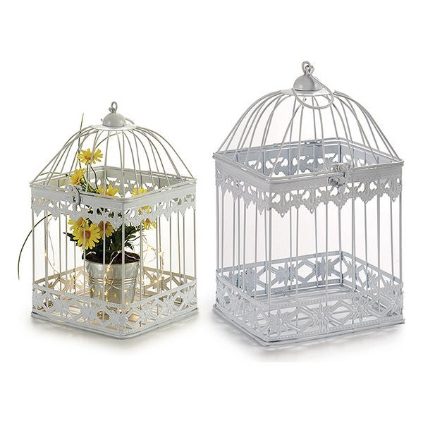 Gabbia in metallo bianco in ferro bianco (18 x 29,5 x 18 cm)