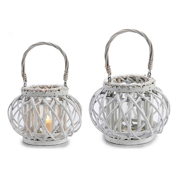 Portacandele Cristallo midollino bianco
