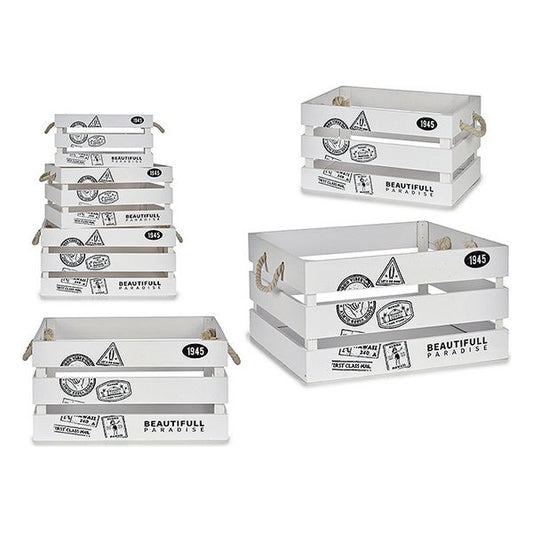 Storage Box White Wood (30 x 20 x 40 cm) (3 pcs)