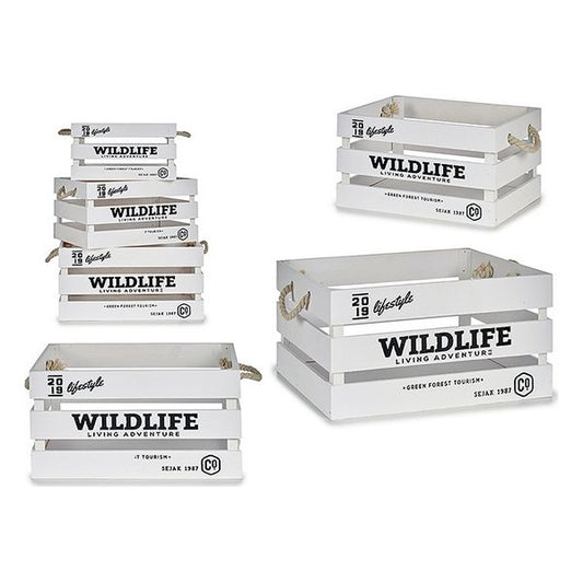 Storage Box White Wood (30 x 20 x 40 cm) (3 pcs)