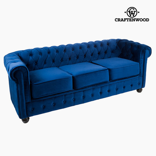 Divano Chesterfield a 3 posti in velluto blu - Collezione Relax Retro
