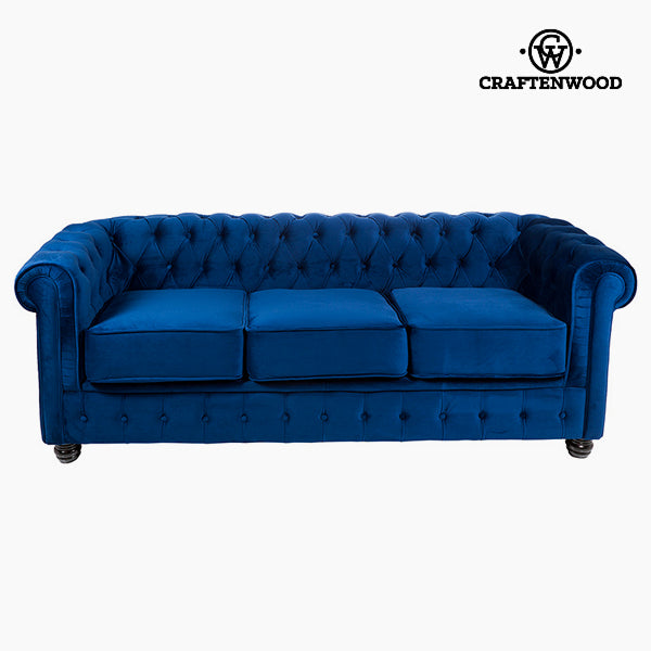 Divano Chesterfield a 3 posti in velluto blu - Collezione Relax Retro