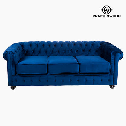 Divano Chesterfield a 3 posti in velluto blu - Collezione Relax Retro