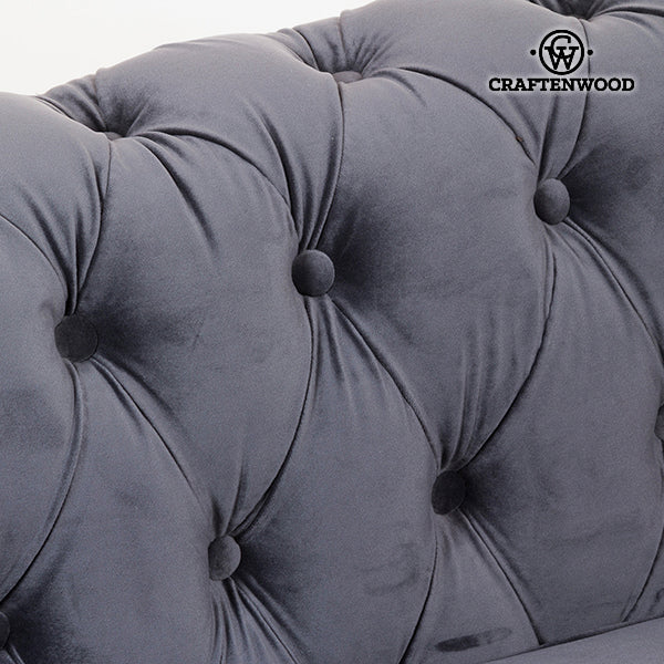 3 Seater Chesterfield Sofa Velvet Grey - Relax Retro Collection by Craftenwood