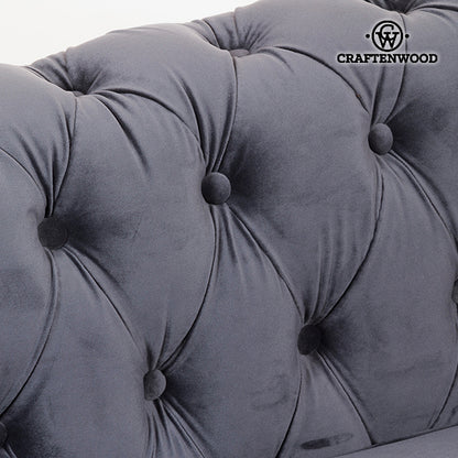 3 Seater Chesterfield Sofa Velvet Grey - Relax Retro Collection by Craftenwood