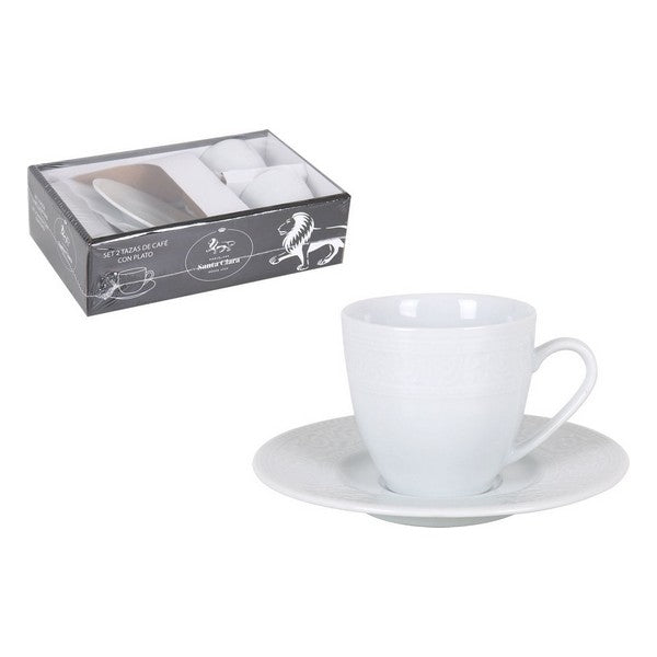 Set Tazze con Piattini Santa Clara Atlantica Porcellana Bianca 100 cc (2 Pezzi)
