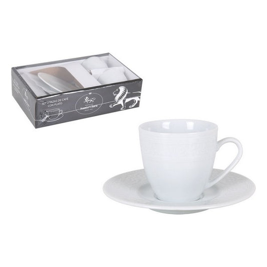 Set Tazze con Piattini Santa Clara Atlantica Porcellana Bianca 100 cc (2 Pezzi)