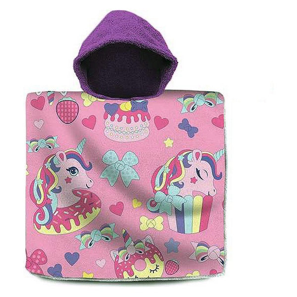 Poncho-Asciugamano con Cappuccio Cupcakes Rosa (60 X 120 cm)