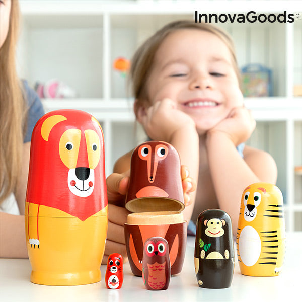 Matrioska Figure di Animali in Legno Funimals InnovaGoods 11 Pezzi