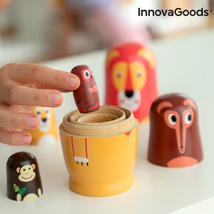 Matrioska Figure di Animali in Legno Funimals InnovaGoods 11 Pezzi