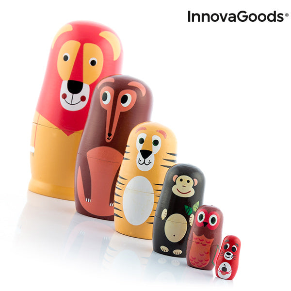 Matrioska Figure di Animali in Legno Funimals InnovaGoods 11 Pezzi