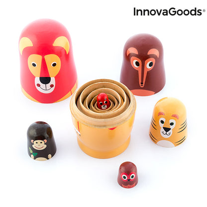 Matrioska Figure di Animali in Legno Funimals InnovaGoods 11 Pezzi