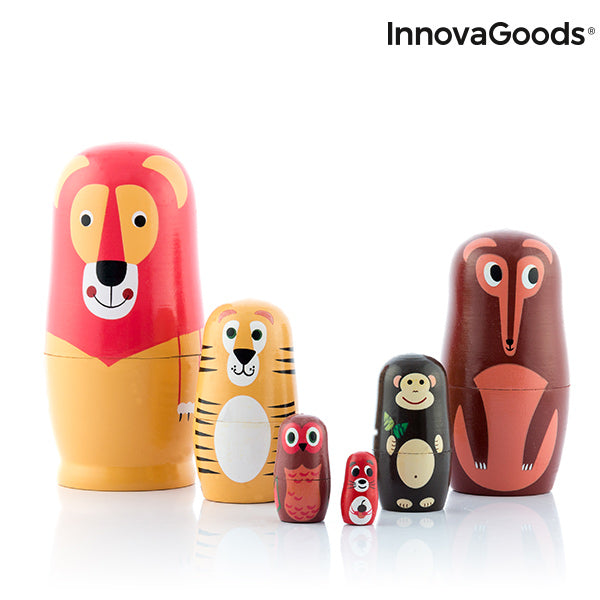 Matrioska Figure di Animali in Legno Funimals InnovaGoods 11 Pezzi