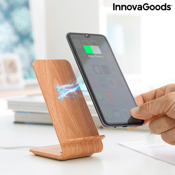 Caricatore Wireless Effetto Legno con Supporto Qistan InnovaGoods