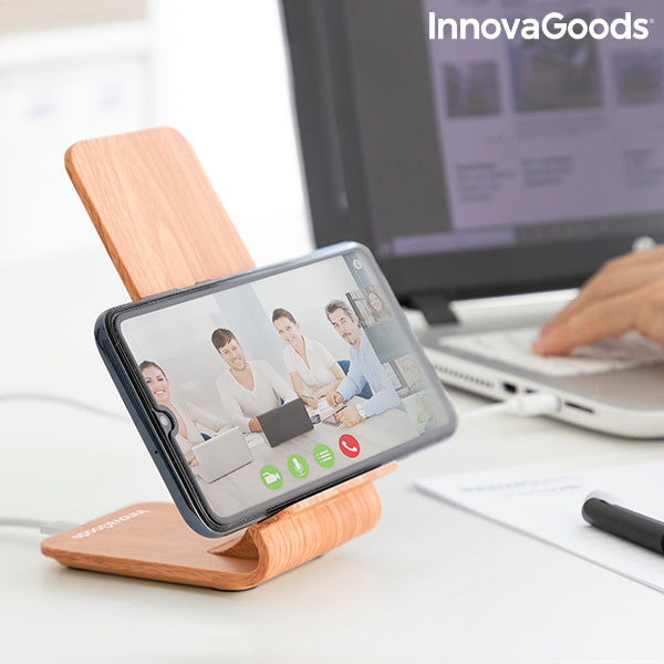 Caricatore Wireless Effetto Legno con Supporto Qistan InnovaGoods