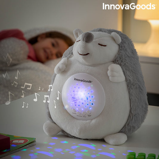 Peluche Riccio con Rumore Bianco e Proiettore di Luce Notturna Spikey InnovaGoods