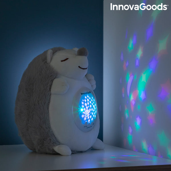 Peluche Riccio con Rumore Bianco e Proiettore di Luce Notturna Spikey InnovaGoods