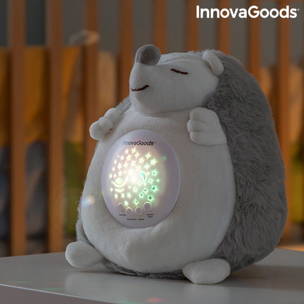 Peluche Riccio con Rumore Bianco e Proiettore di Luce Notturna Spikey InnovaGoods