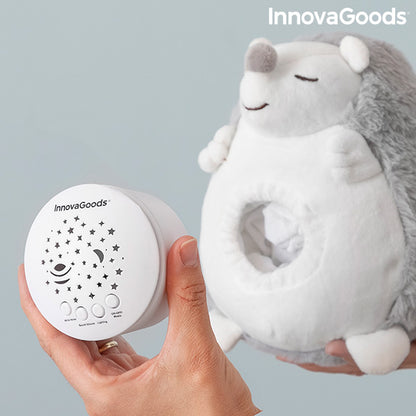 Peluche Riccio con Rumore Bianco e Proiettore di Luce Notturna Spikey InnovaGoods