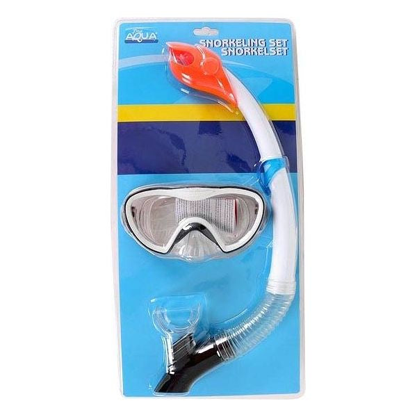 Occhialini da snorkeling e tubo bianco