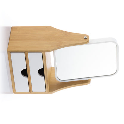 Specchio da tavolo con cassetti in bambù