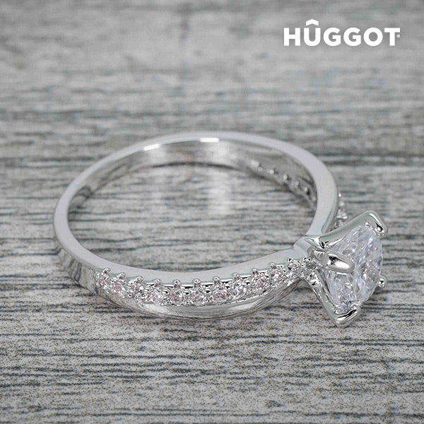 Anello Hûggot You &amp; Me placcato rodio con zirconi