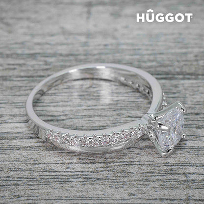 Anello Hûggot You &amp; Me placcato rodio con zirconi