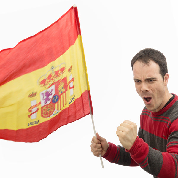 Bandiera della Spagna con asta (90 x 60 cm)
