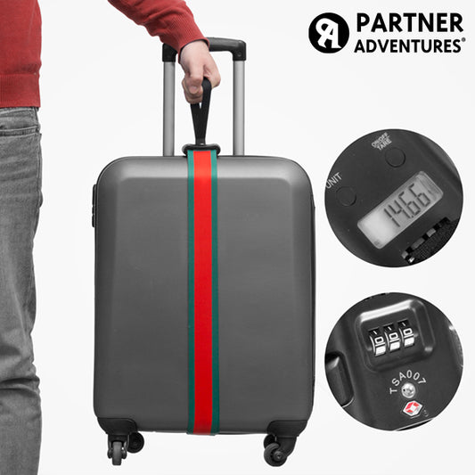 Cinghia per bagagli Partner Adventures con bilancia integrata e codice di sicurezza