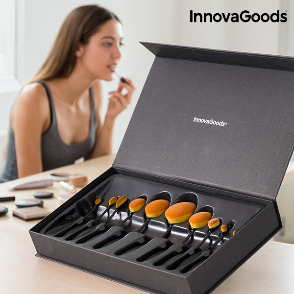 Set di pennelli per trucco ovali InnovaGoods (11 pezzi)