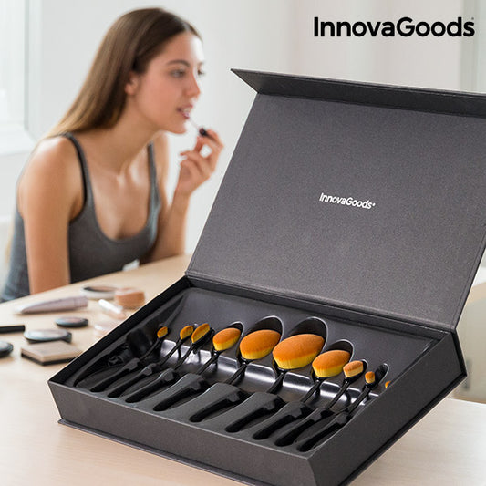 InnovaGoods Oval Makeup Brush Set (11 Pieces)