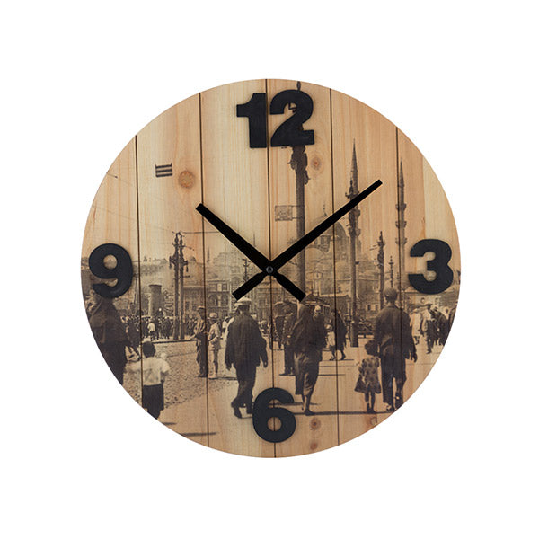 Orologio da parete vintage con città di cocco