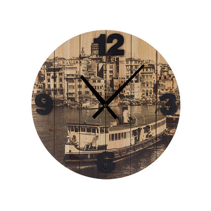 Orologio da parete vintage con città di cocco