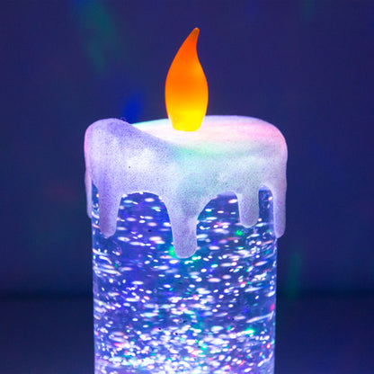 Candela LED Multicolor Homania con Liquido in movimento e Glitter
