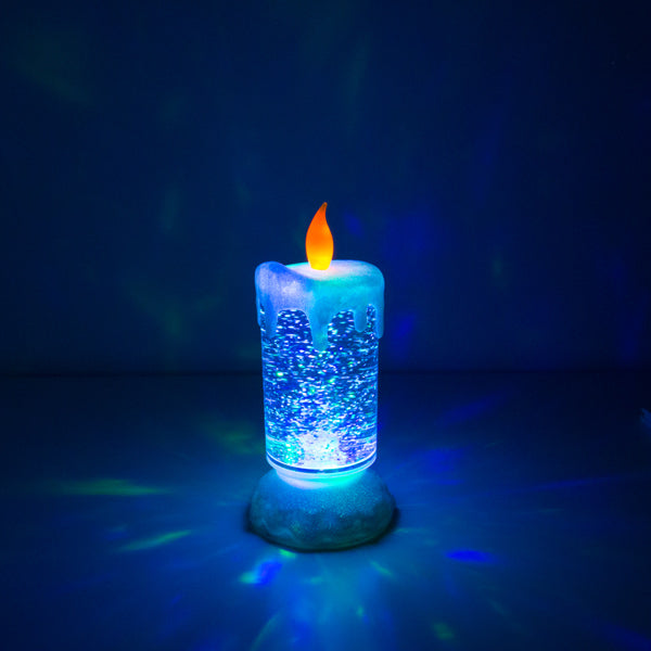 Candela LED Multicolor Homania con Liquido in movimento e Glitter