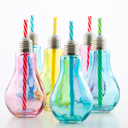 Wagon Trend Bicchieri con Lampadine Colorate da 250 ml con Cannucce (Confezione da 6)