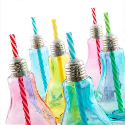 Wagon Trend Bicchieri con Lampadine Colorate da 250 ml con Cannucce (Confezione da 6)