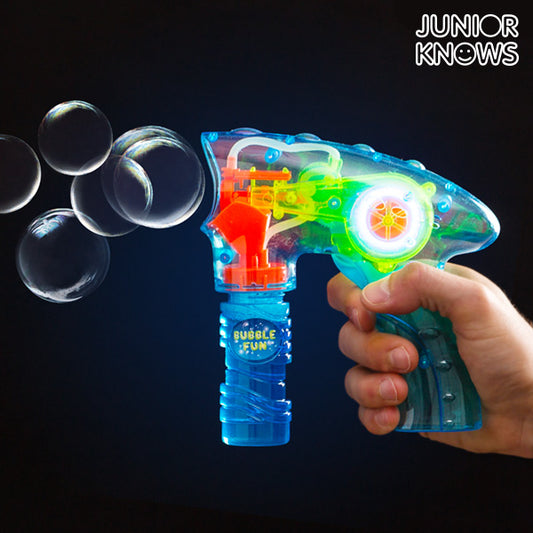 Junior conosce la pistola per bolle di sapone con luce