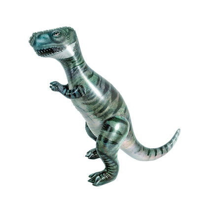 Junior conosce il dinosauro gonfiabile gigante T-Rex