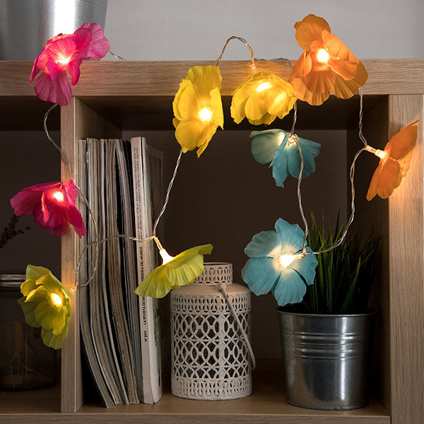 Ghirlanda LED di fiori multicolori (10 LED)